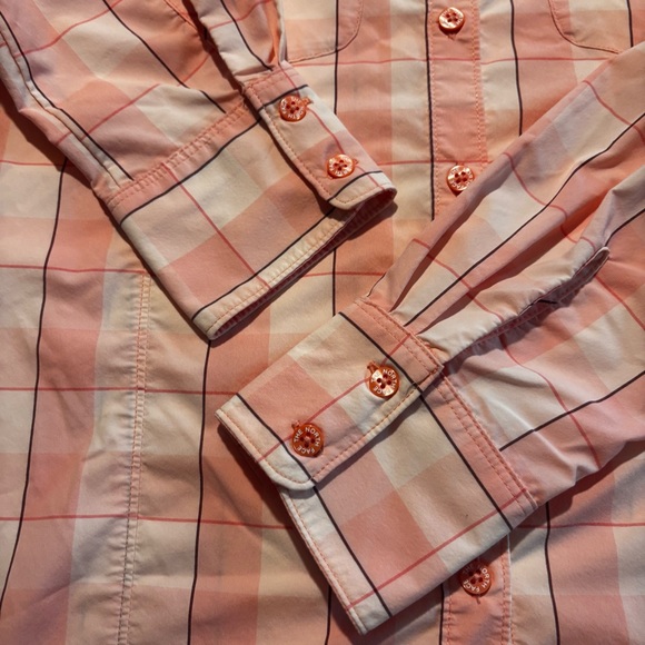 The North Face Long Sleeve Sunblocker Button Shirt Coral Plaid Pockets Women’s S - Picture 9 of 13